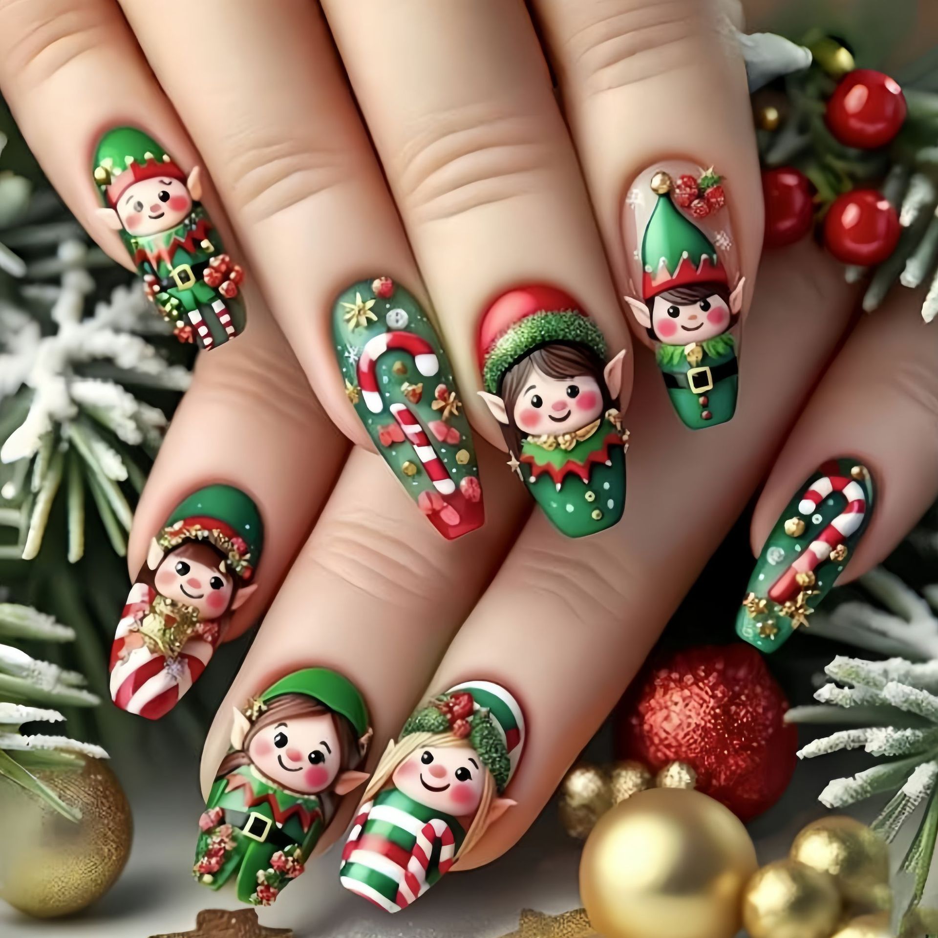 Nail Art Press On - Faux ongles moyens pour fête de