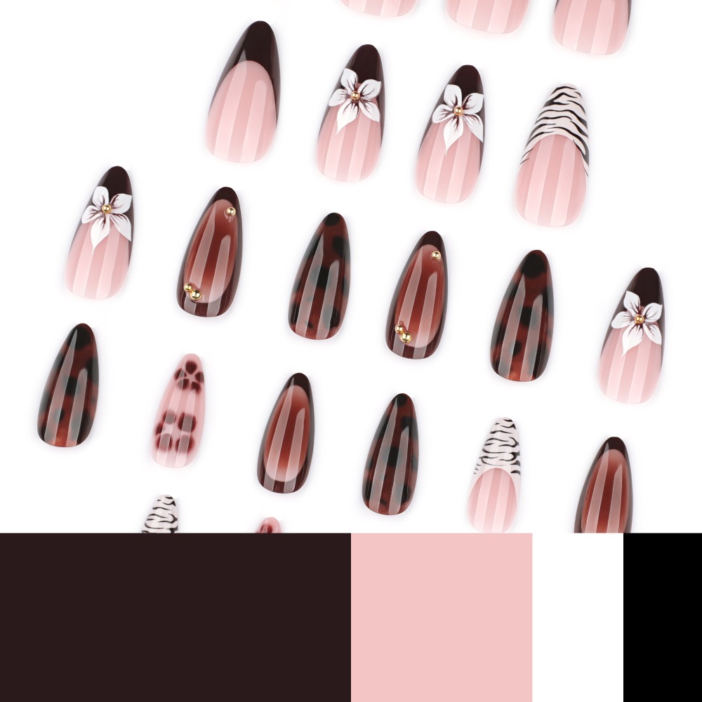 24 pièces de faux ongles brun  - Nail Art Press On avis et prix